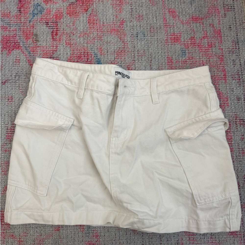 Princess Polly - White Cargo Denim Skirt